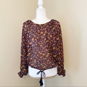 By Anthropologie Pauline Balloon Sleeve Floral Top - XS